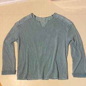 Knox Rose Blue Sweater with Lace Detail